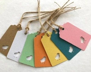 Osterküken ausgeschnittene Geschenketiketten handgefertigte Kraft-Etiketten 6,5 x 3,5 cm Eierjagd Namensschild - Bild 1 von 16