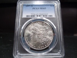 1897-S MS65 Morgan Silver Dollar PCGS Certified Gem - White - Picture 1 of 8