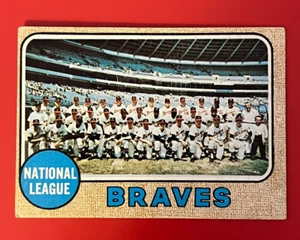 1968 Topps #221 Atlanta Braves Teamkarte mit Hank Aaron EX (J26) - Bild 1 von 2