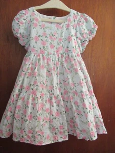 Adorable Sweet Honey Girls Light Blue Pink Roses Dress 4T - Picture 1 of 4