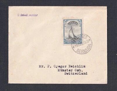 BERMUDA 1936 2D EDICIÓN 'YATE' CUBIERTA MATERIAL IMPRESO SAN GEORGES A SUIZA Foto 1 de 2