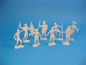  ZULU AFRICAN WARRIORS (8 different positions) CREAM UNPAINT PLASTIC TOY SOLDIER - Picture 1 of 9