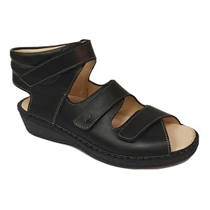 Finn Comfort CAPRI in schwarz Nappa KELLNERSANDALE & Stoffbeutel Wechselfußbett! - Bild 1 von 7