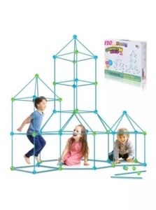Kids Fort Building Kit 130 Piece Creative Fort Toy Storage Bag Build Idea Manual - Picture 1 of 4