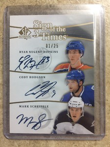 11-12 UD SP Authentic 3 Sign Of The Times  MARK SCHEIFELE/NUGENT-HOPKINS/HODGSON