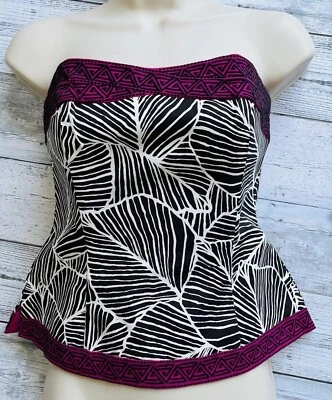 Bustier estampado blanco y negro rosa magenta WHITE HOUSE BLACK MARKET || Talla 0 Foto 1 de 4