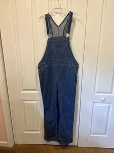 Dickies Bib Overalls Womens L Blue Denim Relaxed Fit Carpenter - Picture 1 of 12