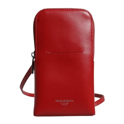 Bolso DOLCE & GABBANA Cuero Rojo Cartera Teléfono Eslinga Bandolera Correa para el Cuello 770usd Foto 1 de 4