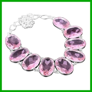 Collana catena argento sterling kunzite rosa naturale vendita giorno amicizia gioielli - Foto 1 di 7