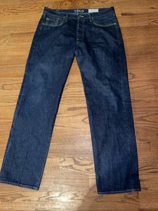 Gap 1969 Italy Selvedge Jeans Raw Denim 100% cotton 38x34 Button Fly EUC - Picture 1 of 17