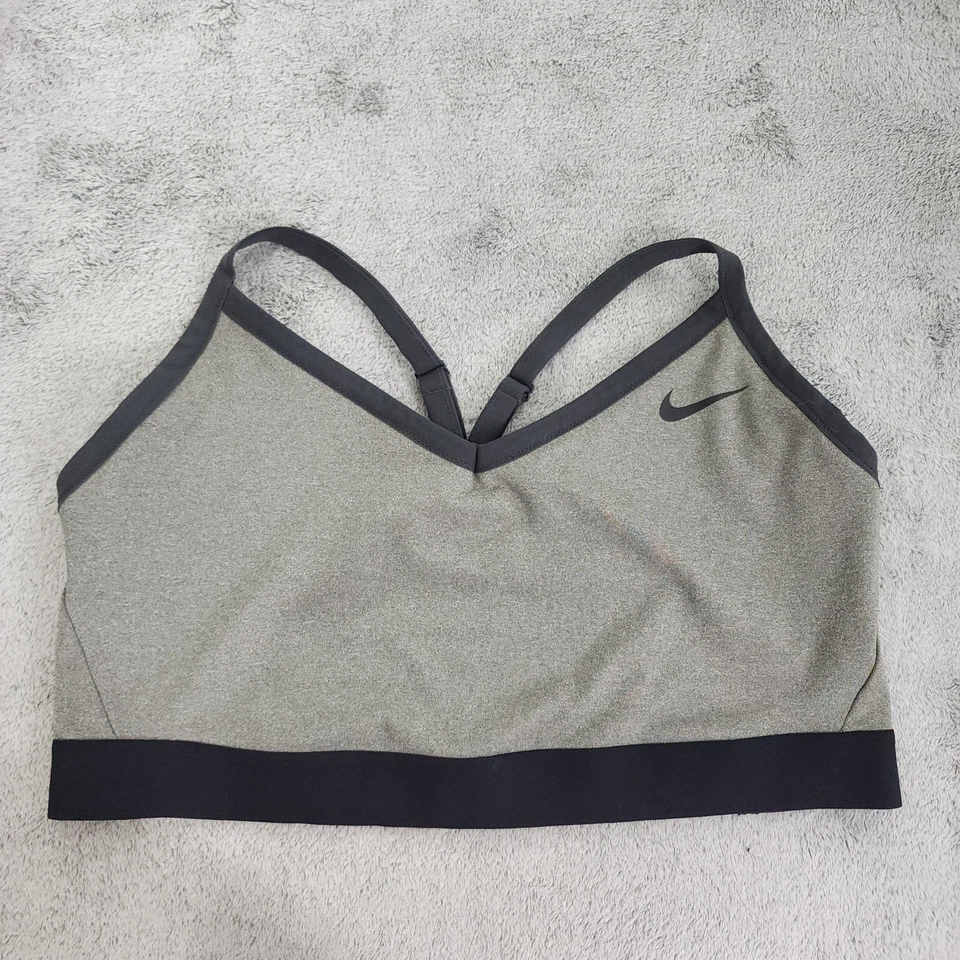 Sutiã esportivo Nike feminino 2X cinza Indy sem fio baixo suporte treino ioga esportivo - Imagem 1 de 4
