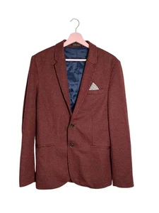 Zara Man Blazer Mens 50 Burgundy Dot Pattern Sport Coat Two Button Jacket Modern - Picture 1 of 10