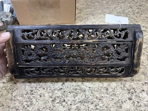 Antique Hand Carved Wooden Asian 3D box - 12.5 x 5.5 x 3.5" - Picture 1 of 12