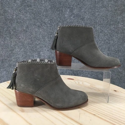 TOMS Botas Mujer 6.5 Leila Tacones Bloque Borla Cremallera Botín al Tobillo 10007309 Gris Foto 1 de 4