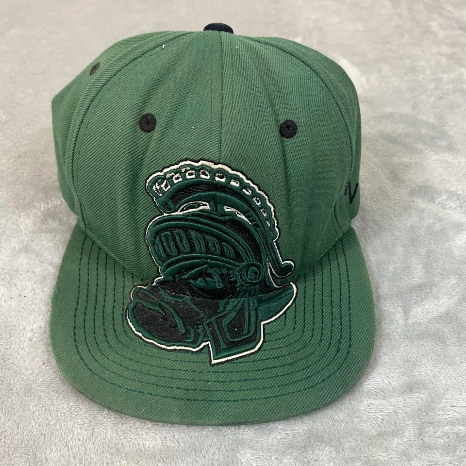 Michigan State Spartans Hat Cap Snap Back Mens Green Black NCAA College Helmet - Image 1 of 4