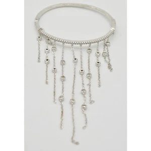 Vintage Bangle Bracelet Fringe Chain Rhinestone Open Bezel Crystal Silver BinD - Picture 1 of 12