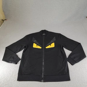 Fendi Monster Eyes Jacket Womens XL Black Bomber Italy Cotton Cashmere Full Zip - Picture 1 of 21