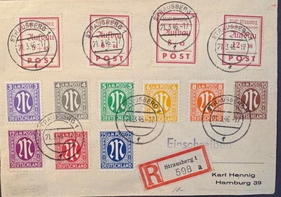 Germany cover - Strausberg - 1946 cancels with 4 semi-postal - Image 1 of 2