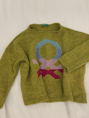 United Colors of Benetton Girls’ Olive Sweater With Multi Color Design Size, Xxs - Image 1 of 2