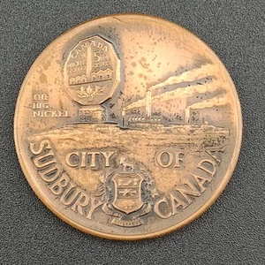 Vtg CITY OF SUDBURY CANADA 'THE BIG NICKEL PARK' COPPER MEDAL - Picture 1 of 11