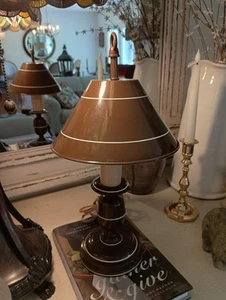 Vtg Underwriters Laboratories Brown Metal Toleware 14" Table Lamp USA - Picture 1 of 11