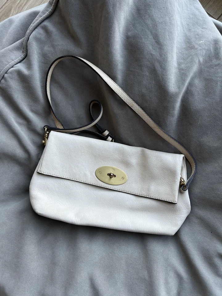 Mulberry 390207 Bolso de Hombro Cartera Cuero Grano Completo Marfil Vintage Foto 1 de 4