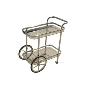 Anne Home - Elegant Serving Trolley | Chrome Plated Glass W/ Iron Trim Trolley - Picture 1 of 15