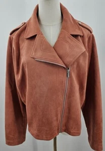 Women's LC Lauren Conrad Mauve Faux Suede Moto Jacket Size XL - Picture 1 of 8