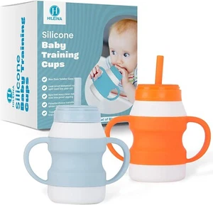 Toddler Cups Set of Two 2 Silicone Baby Training Handled Cups by Hileina - Picture 1 of 9