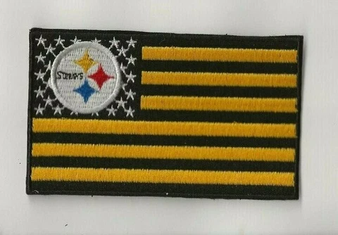 NEW 2 1/2 X 4" PITTSBURGH STEELERS FLAG IRON ON PATCH FREE SHIP P1 Cover