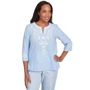 ALFRED DUNNER PLUS SIZE 3X TOP ST. THOMAS 2025 EMBROIDERED TOP NEW WITH TAG - Picture 1 of 1