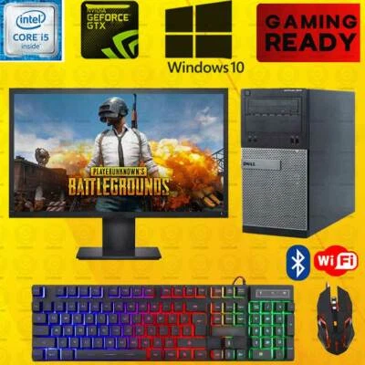 PUBG Dell i5 Gaming Desktop PC Computer Nvidia GT1030 Win 10 8GB 22" LCD bundle - Image 1 of 4