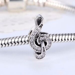 S925 Music note sterling silver charm pendant Bead For European bracelet bangle
