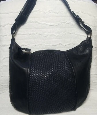 Bolso de hombro ajustable Mossimo Bottega de cuero negro hecho en Florencia Italia Foto 1 de 4