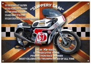 LARGE A3 SIZE "SLIPPERY SAM" METAL SIGN,CLASSIC I.O.M T.T RACES WINNER - Picture 1 of 1