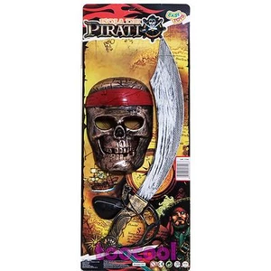 Set pirata 3 pezzi spada maschera benda travestimento unisex nuovo 17246 - Imagen 1 de 2