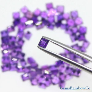 African Amethyst Square Faceted Loose gemstones In Size 3mm to 7mm AAA Quality - Picture 1 of 9