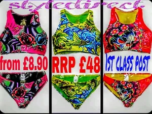 ED HARDY SWIMSUIT LADIES GIRLS DESIGNER SWIMWEAR COSTUME SWIM SIZE 2 - 14 YEARS - Picture 1 of 4