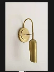 1 Light Curved Italian Cylindrical Sconce wall lamp Brass Fixture - Picture 1 of 5