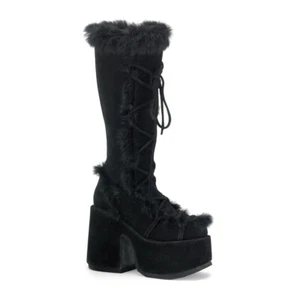 SCHWARZE 5" KNIEHOHE STIEFEL. KUNSTFELLBESATZ - INNENREISSVERSCHLUSS Gr. 6 7 8 9 10 11 12 - Bild 1 von 1