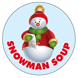 Weihnachten SCHNEEMANN SUPPE Party Aufkleber Etiketten süße Zapfen Tüten Siegel 1016 - Bild 1 von 3