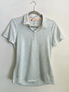 ADIDAS Women’s Primegreen Space Dye Golf Performance Polo White/Acid Mint Sz S - Picture 1 of 10