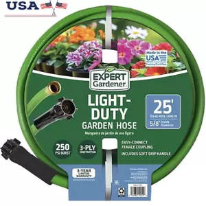 5/8 Inch 25 Ft PVC Garden Hose Lightweight Kink Resistant Leak Proof Outdoor Use - Picture 1 of 6