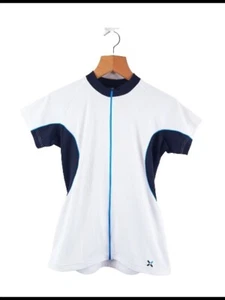 Btwin Womens Ladies White Full Zip Short Sleeve Cycling Jersey Top UK10/12 - Picture 1 of 12