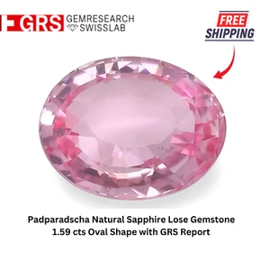 Padparadscha Natural Sapphire Lose Gemstone 1.59 cts Oval Shape with GRS Report - Picture 1 of 8
