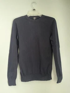 H&M Herren Pullover einfarbig dunkelblau Rundhals Baumwolle XS - Bild 1 von 3