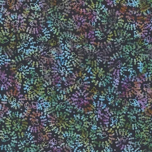 Wilmington Batiks - Mystic Vineyard - Spiral Vines - Black/Multi, Fabric BTY - Picture 1 of 6