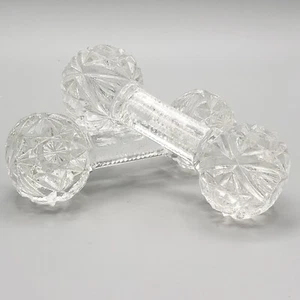 Vintage Imperial Cut Glass Knife Rests Hobstar Pattern QTY 2 Clear Dumbbell - Picture 1 of 10