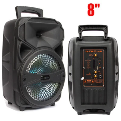 Altavoz Bluetooth Recargable 8" Grande LED Estéreo Bajo Puerta Trasera Fuerte DJ Karaoke Foto 1 de 4