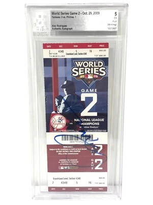 ALEX RODRIGUEZ AUTOGRAPHED SIGNED 2009 GAME 2 WORLD SERIES TICKET BECKETT - Image 1 of 3